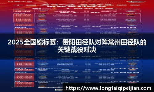 2025全国锦标赛：贵阳田径队对阵常州田径队的关键战役对决